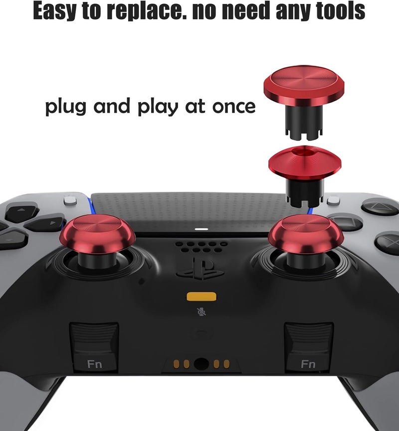 Ceozon Replacement Metal Thumbsticks for Ps5 Edge Controller 6 in 1 Swap Analog Joystick Thumb Grips Accessories Red - Image 3